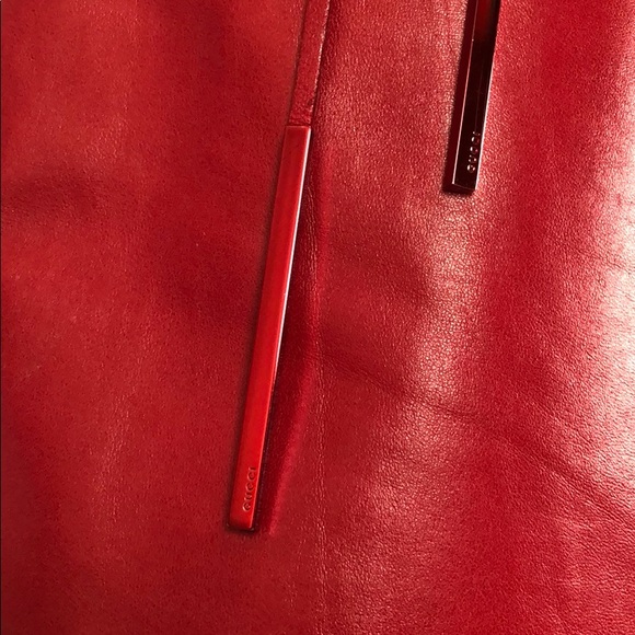 ⭐️HP🧜‍♀️ Gucci Red Leather Pencil Skirt  sz42 - Picture 2 of 7